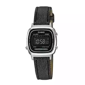 Casio Damen Digital Schwarz Lederband Silber Lünette Quarz Uhr LA670WL-1BDF - Bild 1 von 1