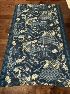 Victoria's Secret Silk Blue Print Sarong One Size w/Bead Detail - Image 1 of 4