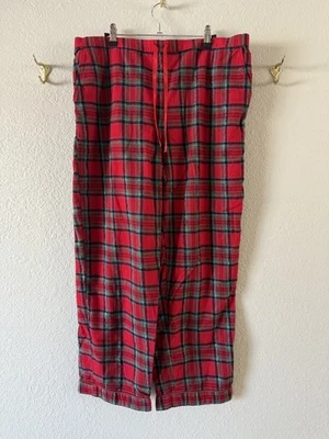 Talbots圣诞红色格子法兰绒睡衣休闲裤女式L — 第 1/4 张图片