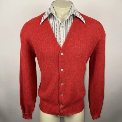 Suéter Vintage Años 60 Alpaca Rockabilly Atomic MCM Kurt Cobain Cárdigan Para Hombres XL Foto 1 de 4