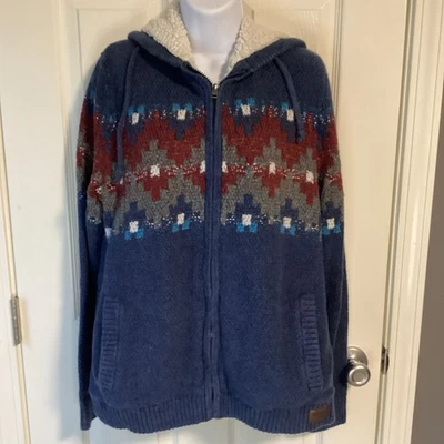 Sudadera con capucha gris y azul Hollister Co. Sherpa forrada cremallera completa talla mediana Foto 1 de 4