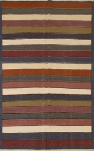 Alfombra Kilim a Rayas 5x8 Moderna Oriental Tejido Plano Alfombra Reversible - Imagen 1 de 9