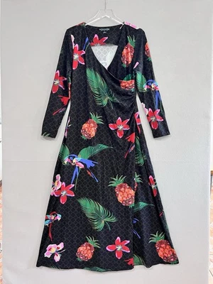 Мягкое окружение макси платье женщин большой черный искусственного надежном цветочный тропический принт - Изображение 1 из 4
