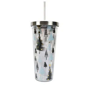Tazza da viaggio 22 oz isolata festa albero di Natale a prova di fuoriuscita bicchiere vacanza - Foto 1 di 15