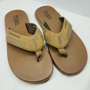 FLOJOS Men's Memory Foam Arch Support Brown Flip Flop Thong Sandals Size 8 - Picture 1 of 24