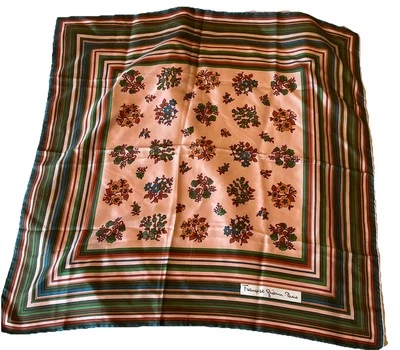 Francoise Guerin Paris ¿Seda Floral? Bufanda cuadrada multicolor 25 x 26 vintage Foto 1 de 4