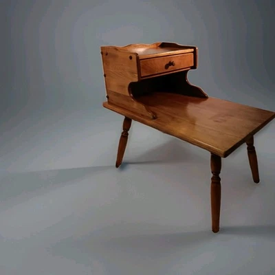 Mid Century Modern 2 Tier End Table Colonial Maple by Authentic Furniture Prod. - Image 1 of 4