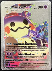 Mimikyu Vmax Silver Foil Fan Art Vinyl Collector Pokemon Card Costume Made NM - Picture 1 of 4