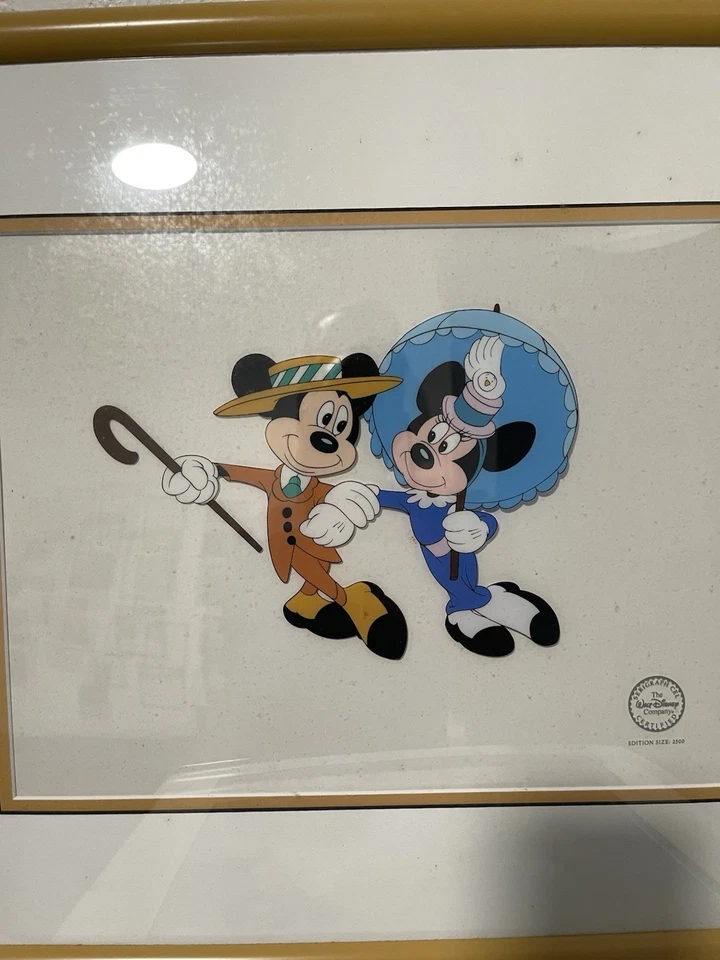 Disney Mickey & Minnie Mouse “The Nifty Nineties” Lmt Ed. Celda serigrafía enmarcada Foto 1 de 3