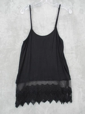 Origami by Vivien Tank Top Womens Large Contrast Pleated Lace Witchy Whimsigoth - Image 1 of 4
