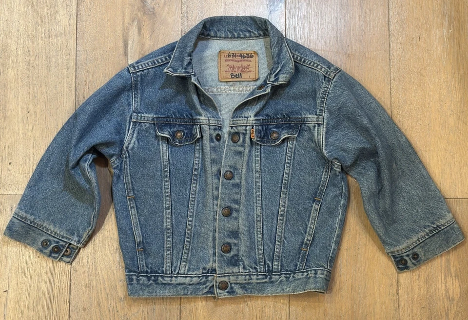 Vintage Levi’s Orange Tab Denim Trucker Jacket 74027 USA Kids Size 6 - Image 1 of 4