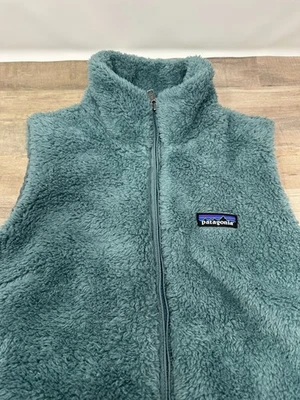 Chaleco para mujer Patagonia Los Gatos pelo alto polar cremallera completa azul/verde talla M Foto 1 de 4