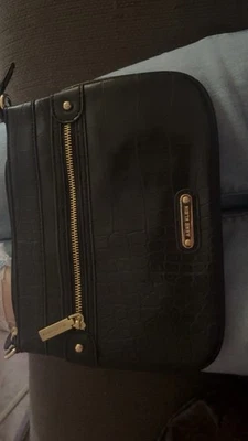 Bolso Bandolera Bolso de Hombro Anne Klein Negro Caimán Cuero Sintético Foto 1 de 2