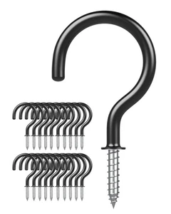 Ceiling Hooks – Vinyl Coated Screw – 1-1/2 inch W1.12 L2.14, Black - Picture 1 of 6