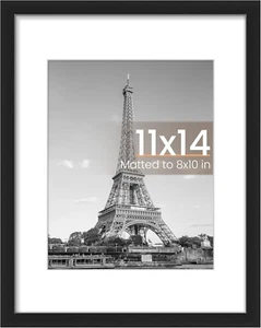 11X14 Picture Frame, Display Pictures 8X10 with Mat or 11X14 without Mat, Wall H - Picture 1 of 12
