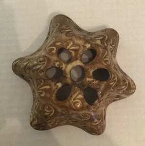 Ceramic Flower Frog Fits On Jar Top Brown - Picture 1 of 9