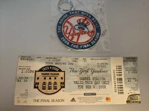 YANKEES KEYCHAIN/LUGGAGE TAG 2008 FINAL SEASON NEW with Ticket to the game - Picture 1 of 8