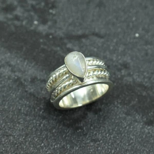 Pietra di Luna Anello Spinner Tre Tonalità 925 Argento Sterling Anniversario - Foto 1 di 11