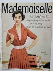 Revista de moda Mademoiselle 1953 máquina de escribir morena solo portada  - Imagen 1 de 1
