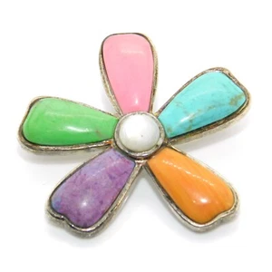 Colgante de flores pastel multicolor de plata esterlina 925 firmado por SX Tailandia - Imagen 1 de 9