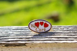 Wal-mart We Care Red Hearts & Gold Tone Metal Enamel Employee Lapel Pin Pinback - Picture 1 of 5