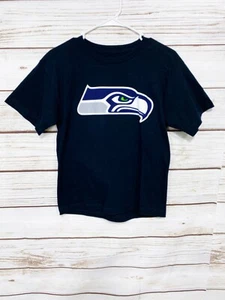 NFL Seattle Seahawks Boys T-Shirt Size L Navy Blue Short Sleeve 100% Cotton - Picture 1 of 7