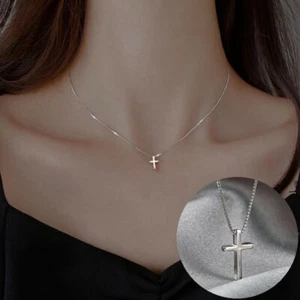 Womens Gift Chain Pendant Necklace Necklace Fashion Charm Tiny Jewellery Cross - Picture 1 of 8