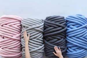 Chunky Cotton tube yarn DIY Arm Knitting Giant Bulky Yarn Super Soft CORAL - Picture 1 of 18