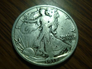 VERY  GOOD   KEY DATE  1917D  OBVERSE  WALKING LIBERTY  HALF DOLLAR   L-17 - Picture 1 of 3