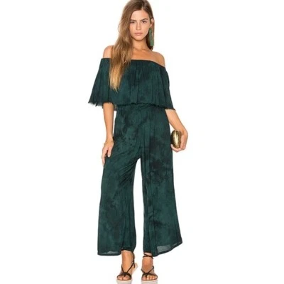 Blue Life Planet Blue Pandora Ruffle Jumpsuit Emerald Coast Green Blue Ti Dye XS - Image 1 of 4