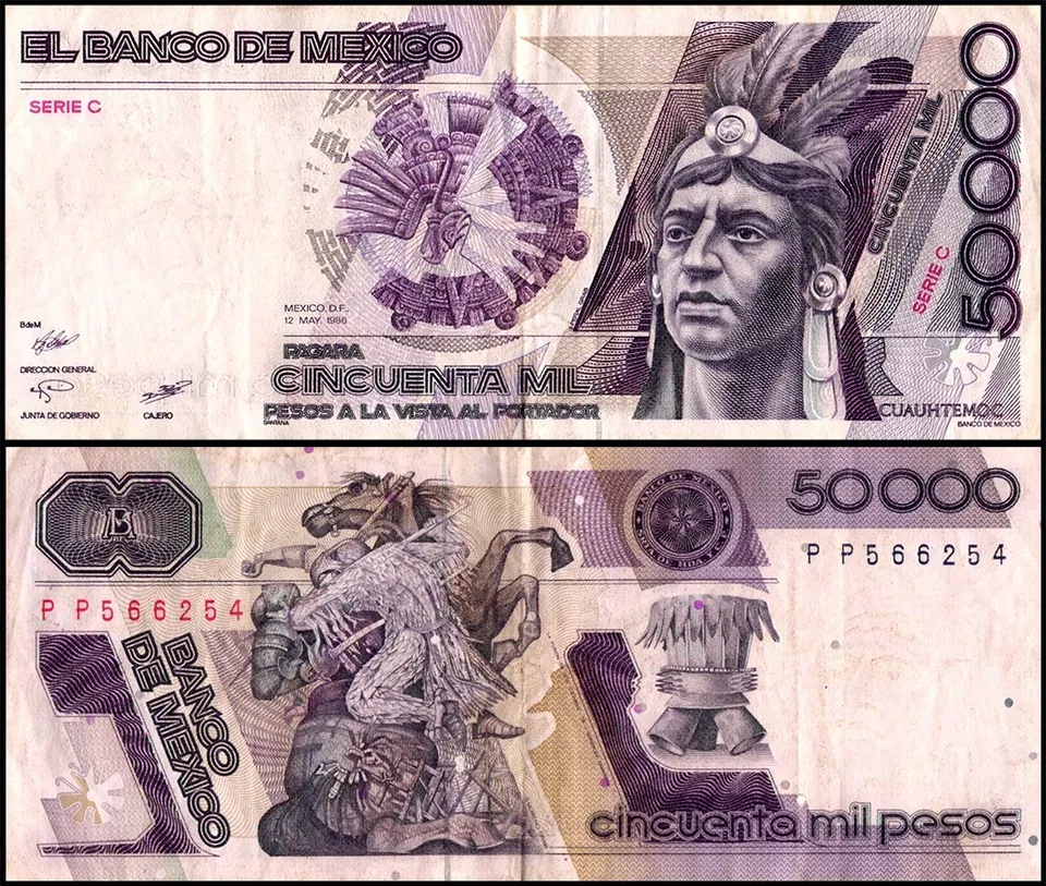 México 50000 Pesos, 1986-1990, P-93, Usado Foto 1 de 1