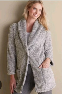 NWT Hugs From Soft Surroundings Most Wonderful Cardi Soft Robe Light Gray  Sz L - Image 1 of 4