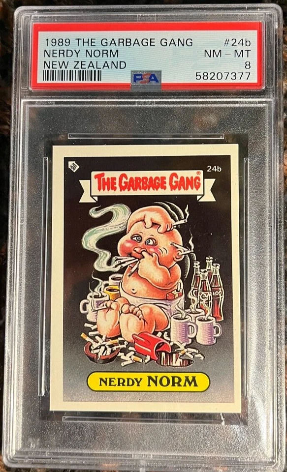 1989 The Garbage Gang #24b Nerdy Norm New Zealand PSA 8 NM-MT Sticker Card - Image 1 of 1