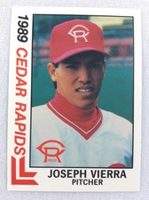 1989 Cedar Rapids Reds-Midwest League-BEST Baseball Card-Joseph Vierra