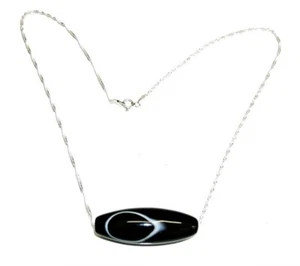 Collar de Plata de Ley 925 con Ágata Botswana 38x13mm Collar único. Largo 45 cm - Imagen 1 de 3