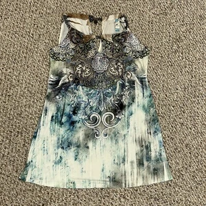 S Twelve Mujer Medio Muslo Sin Mangas Vestido Estrás Hecho en EE. UU. - Imagen 1 de 13