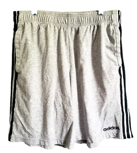 Adidas Men L Cotton Blend Knit Activewear Shorts Grey Basketball Gym Pockets - Picture 1 of 15
