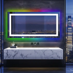 1400mm LUVODI Bluetooth LED Bathroom Mirror Front-lit RGB Backlit Makeup Mirror - Bild 1 von 18