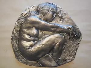 Placca scultura in argento 925 nudo di donna incisore Greco 21x19cm 200 grammi - Foto 1 di 2