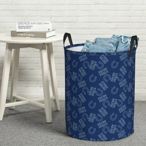 Indianapolis Colts Foldable Clothes Bag, Washing Bin Circular Hamper Size M Cover