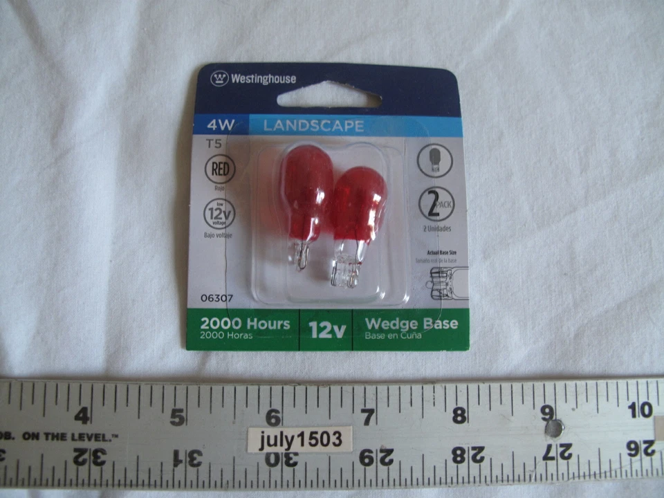 (2) NEW Westinghouse 4w T5 Wedge Base RED Landscape Bulbs Low Voltage 12v 4watt - Image 1 of 4