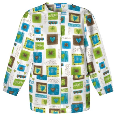 Victorian Hearts Cherokee Scrubs HQ Snap Front Warm Up Jacket 4350 VCTR - Image 1 of 3