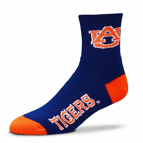 NCAA Auburn Tigers Mens Large Quarter Socks Team Colors Fits 10-13 Fan Gift Cover
