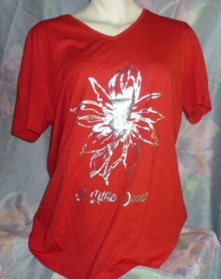 MIAMODA Damen Shirt Kurzarm Gr. 56 rot mit silbern farbenem Print - Bild 1 von 3