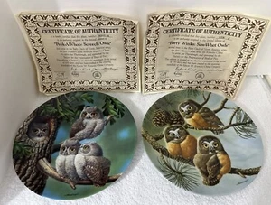 Knowles "Peek-a-Whoo Kreischeulen" & "Forty Winks Saw-Whet Eulen 2 Stück Vintage - Bild 1 von 9