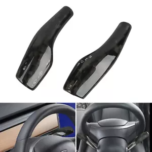 Forged Carbon Fiber Steering Wheel Paddle Shift Trim Cover For Tesla Model 3 / Y - Picture 1 of 11