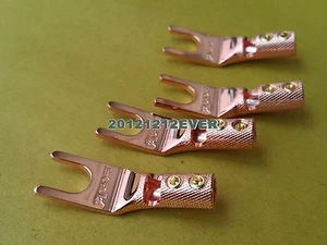 4x Speaker Cable Wire Spade Terminal Connector Plug Pure Copper GY10 - Picture 1 of 3
