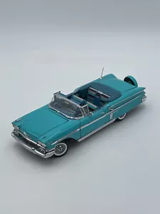 Danbury Mint 1958 Chevy Impala Convertible 1:24 Diecast Turquoise Blue - Picture 1 of 9