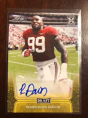 RAEKWON DAVIS 2020 LEAF DRAFT ROOKIE RC GOLD AUTO AUTOGRAPH ALABAMA CRIMSON TIDE - Image 1 of 2