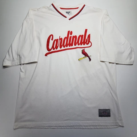 St Louis Cardinal Vintage T-Shirt Lee Sport White V-Neck Short Sleeve MLB Sz XL Cover